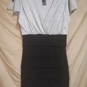 NWT Size 8 black and silver cocktail dress